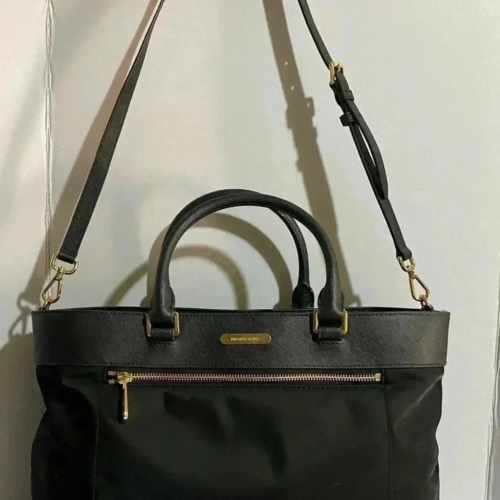 Michael kors Black nylon & saffiano leather satchel bag